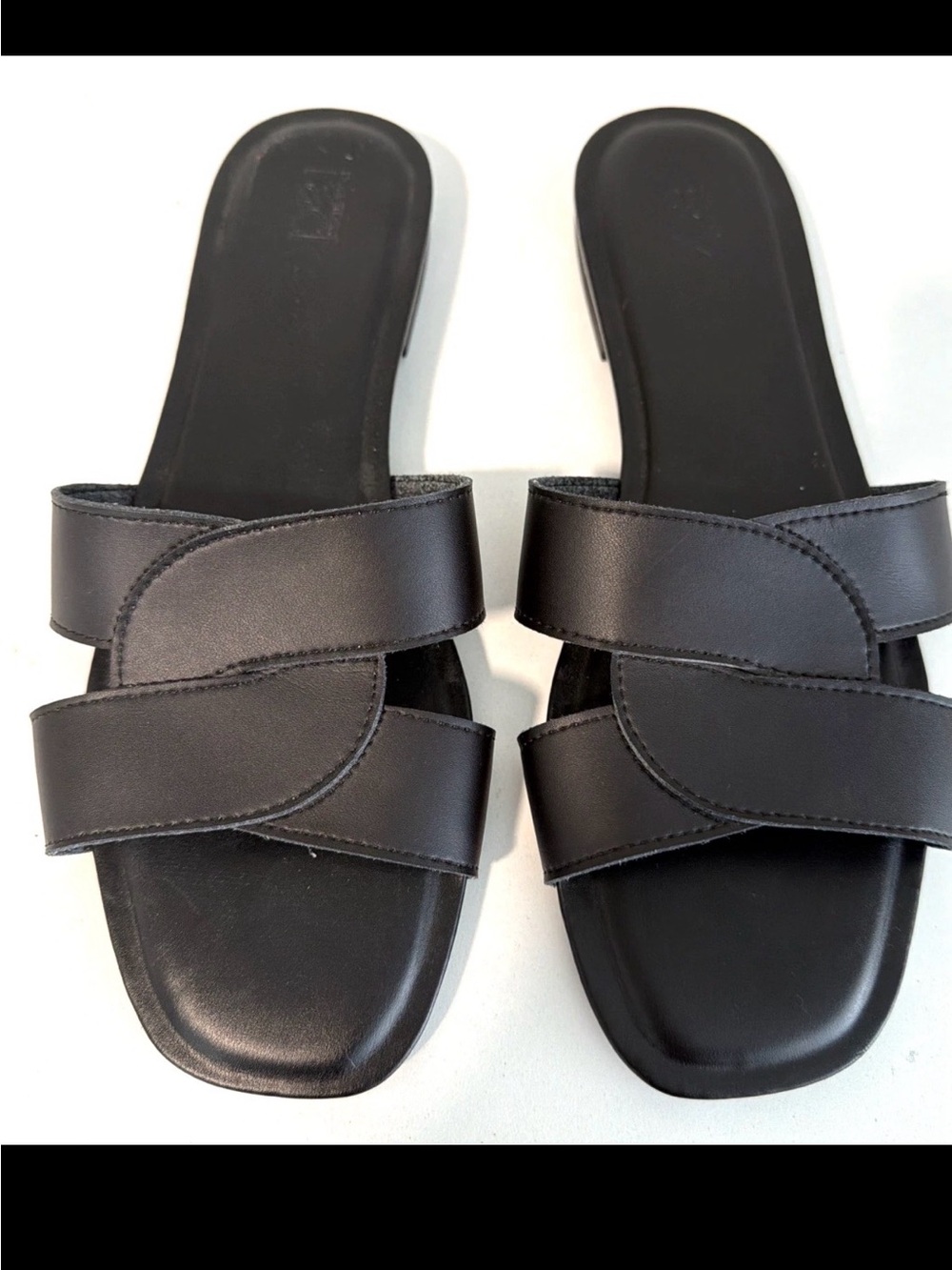 Nordstrom Rack Black Double Strap Slide Sandals Size 9m   New  No Box